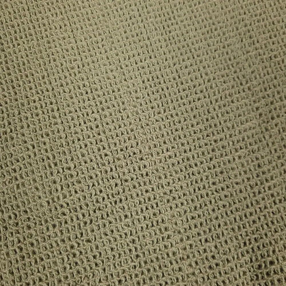 Vintage Pier 1 Imports 100% Cotton Garter Stitch Knit Throw Blanket Fringe Sage